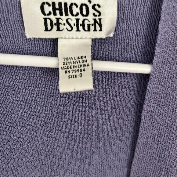 Chicos Women's Linen Open Cardigan Small Purple Long Sleeve Vintage Y2K - Picture 4 of 8